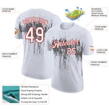 Charger l'image dans la galerie, Custom White Steel Gray-Red Dripping Splatter Paint Performance T-Shirt