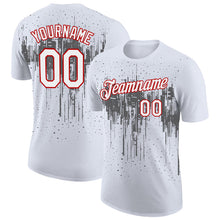 Charger l'image dans la galerie, Custom White Steel Gray-Red Dripping Splatter Paint Performance T-Shirt