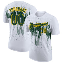 Laden Sie das Bild in den Galerie-Viewer, Custom White Green-Yellow Dripping Splatter Paint Performance T-Shirt