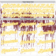 Laden Sie das Bild in den Galerie-Viewer, Custom White Burgundy-Yellow Dripping Splatter Paint Performance T-Shirt