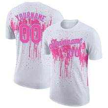 Load image into Gallery viewer, Custom White Pink-Light Blue Dripping Splatter Paint Performance T-Shirt