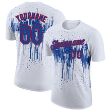 Charger l'image dans la galerie, Custom White Royal-Red Dripping Splatter Paint Performance T-Shirt