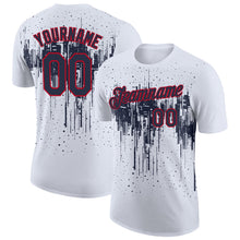 Charger l'image dans la galerie, Custom White Navy-Red Dripping Splatter Paint Performance T-Shirt
