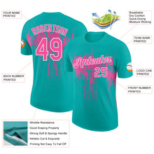 Load image into Gallery viewer, Custom Aqua Pink-White Dripping Splatter Paint Performance T-Shirt