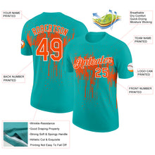 Charger l'image dans la galerie, Custom Aqua Orange-White Dripping Splatter Paint Performance T-Shirt