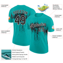 Load image into Gallery viewer, Custom Aqua Black-White Dripping Splatter Paint Performance T-Shirt