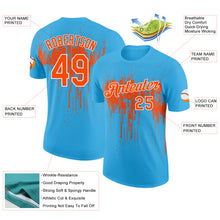 Load image into Gallery viewer, Custom Sky Blue Orange-White Dripping Splatter Paint Performance T-Shirt