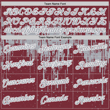 Laden Sie das Bild in den Galerie-Viewer, Custom Burgundy Gray-White Dripping Splatter Paint Performance T-Shirt