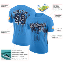Laden Sie das Bild in den Galerie-Viewer, Custom Powder Blue Navy-White Dripping Splatter Paint Performance T-Shirt