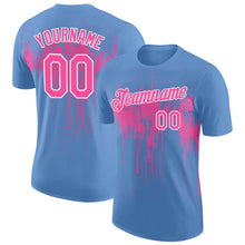 Load image into Gallery viewer, Custom Light Blue Pink-White Dripping Splatter Paint Performance T-Shirt