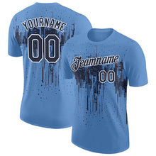 Загрузить изображение в средство просмотра галереи, Custom Light Blue Navy-White Dripping Splatter Paint Performance T-Shirt
