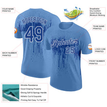 Laden Sie das Bild in den Galerie-Viewer, Custom Light Blue Royal-White Dripping Splatter Paint Performance T-Shirt