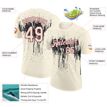 Laden Sie das Bild in den Galerie-Viewer, Custom Cream Black-Crimson Dripping Splatter Paint Performance T-Shirt