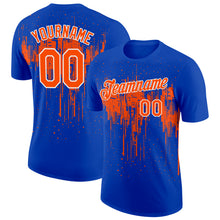 Load image into Gallery viewer, Custom Thunder Blue Orange-White Dripping Splatter Paint Performance T-Shirt