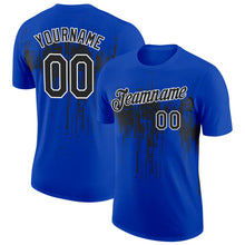 Загрузить изображение в средство просмотра галереи, Custom Thunder Blue Black-White Dripping Splatter Paint Performance T-Shirt