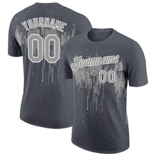 Load image into Gallery viewer, Custom Steel Gray Gray-White Dripping Splatter Paint Performance T-Shirt