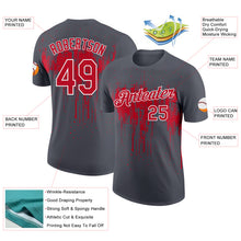 Load image into Gallery viewer, Custom Steel Gray Red-White Dripping Splatter Paint Performance T-Shirt