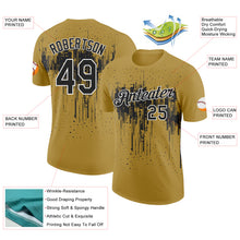 Load image into Gallery viewer, Custom Old Gold Black-White Dripping Splatter Paint Performance T-Shirt