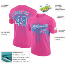 Laden Sie das Bild in den Galerie-Viewer, Custom Pink Light Blue-White Dripping Splatter Paint Performance T-Shirt