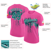 Charger l'image dans la galerie, Custom Pink Teal-White Dripping Splatter Paint Performance T-Shirt