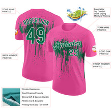 Charger l'image dans la galerie, Custom Pink Kelly Green-White Dripping Splatter Paint Performance T-Shirt