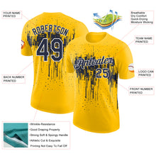 Charger l'image dans la galerie, Custom Yellow Navy-White Dripping Splatter Paint Performance T-Shirt