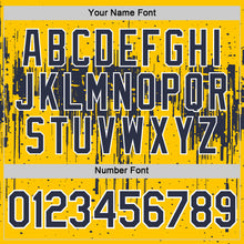 Charger l'image dans la galerie, Custom Yellow Navy-White Dripping Splatter Paint Performance T-Shirt