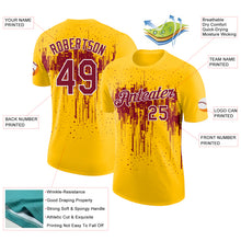 Laden Sie das Bild in den Galerie-Viewer, Custom Yellow Crimson-White Dripping Splatter Paint Performance T-Shirt