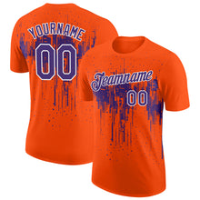 Laden Sie das Bild in den Galerie-Viewer, Custom Orange Purple-White Dripping Splatter Paint Performance T-Shirt