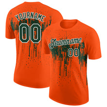 Load image into Gallery viewer, Custom Orange Green-White Dripping Splatter Paint Performance T-Shirt