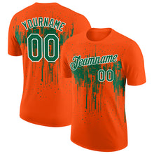 Laden Sie das Bild in den Galerie-Viewer, Custom Orange Kelly Green-White Dripping Splatter Paint Performance T-Shirt