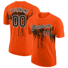 Laden Sie das Bild in den Galerie-Viewer, Custom Orange Brown-White Dripping Splatter Paint Performance T-Shirt