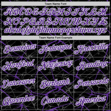 Load image into Gallery viewer, Custom Black Purple Gray-White Abstract Network Crackle Performance T-Shirt