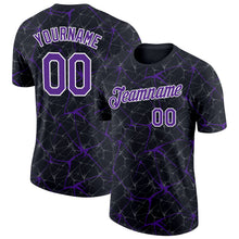 Load image into Gallery viewer, Custom Black Purple Gray-White Abstract Network Crackle Performance T-Shirt