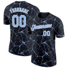 Загрузить изображение в средство просмотра галереи, Custom Black Light Blue Gray-White Abstract Network Crackle Performance T-Shirt