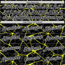 Загрузить изображение в средство просмотра галереи, Custom Black Neon Yellow Gray-White Abstract Network Crackle Performance T-Shirt
