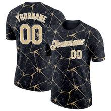 Load image into Gallery viewer, Custom Black Vegas Gold Gray-White Abstract Network Crackle Performance T-Shirt