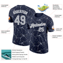 Загрузить изображение в средство просмотра галереи, Custom Navy Gray-White Abstract Network Crackle Performance T-Shirt