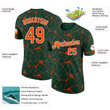 Laden Sie das Bild in den Galerie-Viewer, Custom Green Orange Gray-White Abstract Network Crackle Performance T-Shirt