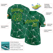 Charger l'image dans la galerie, Custom Kelly Green White Gray-Yellow Abstract Network Crackle Performance T-Shirt