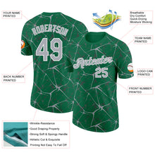 Загрузить изображение в средство просмотра галереи, Custom Kelly Green Gray-White Abstract Network Crackle Performance T-Shirt