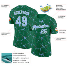 Laden Sie das Bild in den Galerie-Viewer, Custom Kelly Green Light Blue Gray-White Abstract Network Crackle Performance T-Shirt