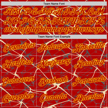 Laden Sie das Bild in den Galerie-Viewer, Custom Red Cream Gray-Yellow Abstract Network Crackle Performance T-Shirt