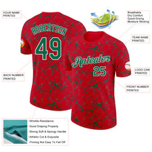 Charger l'image dans la galerie, Custom Red Kelly Green Gray-White Abstract Network Crackle Performance T-Shirt