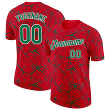 Charger l'image dans la galerie, Custom Red Kelly Green Gray-White Abstract Network Crackle Performance T-Shirt