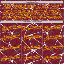 Charger l'image dans la galerie, Custom Crimson White Gray-Yellow Abstract Network Crackle Performance T-Shirt