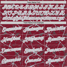 Load image into Gallery viewer, Custom Crimson Gray-White Abstract Network Crackle Performance T-Shirt