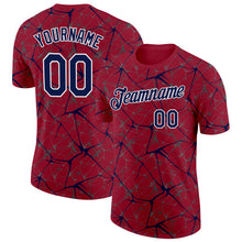 Charger l'image dans la galerie, Custom Crimson Navy Gray-White Abstract Network Crackle Performance T-Shirt