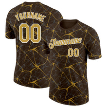 Загрузить изображение в средство просмотра галереи, Custom Brown Old Gold Gray-White Abstract Network Crackle Performance T-Shirt