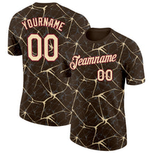 Load image into Gallery viewer, Custom Brown Cream Gray-Crimson Abstract Network Crackle Performance T-Shirt